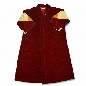 Vintage Christian Dior Robe De Chambre Burgundy Velour One Size No Belt